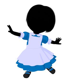 Little alice in wonderland illustration silhouette on a white background