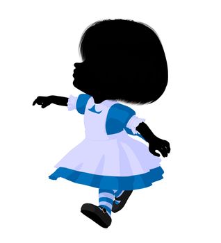 Little alice in wonderland illustration silhouette on a white background