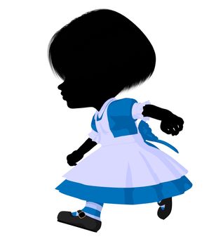 Little alice in wonderland illustration silhouette on a white background