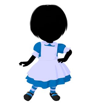 Little alice in wonderland illustration silhouette on a white background