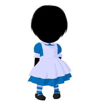 Little alice in wonderland illustration silhouette on a white background