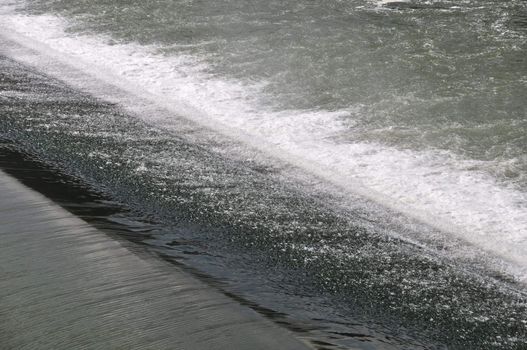 Artificial waterfall on the Arno river in Italy