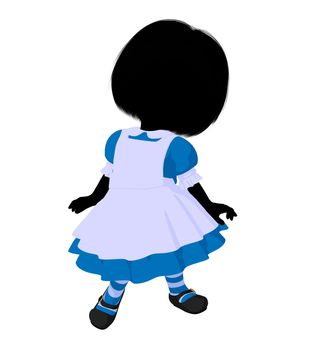 Little alice in wonderland illustration silhouette on a white background