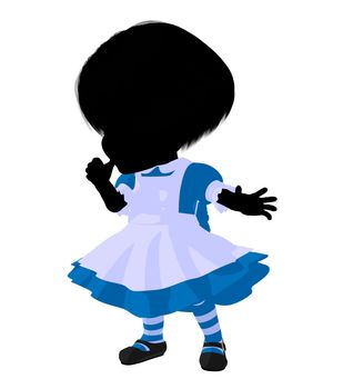 Little alice in wonderland illustration silhouette on a white background