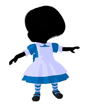 Little alice in wonderland illustration silhouette on a white background