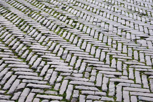 Vintage paved floor in San Gimignano, Italy