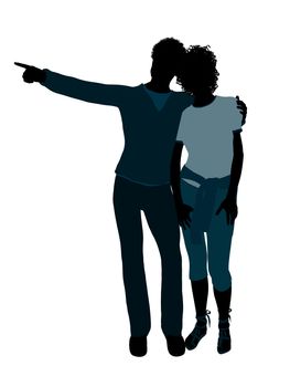 African american couple silhouette illustration on a white background