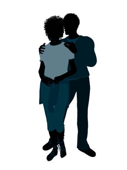 African american couple silhouette illustration on a white background