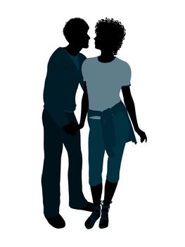 African american couple silhouette illustration on a white background