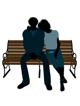 African american couple silhouette illustration on a white background