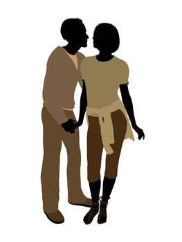 A couple silhouette illustration on a white background