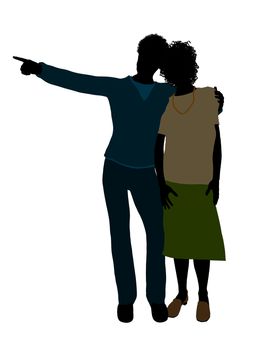 African american senior couple silhouette illustration on a white background