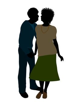 African american senior couple silhouette illustration on a white background