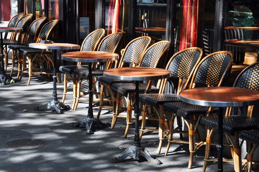Typical cafe terrace in Paris