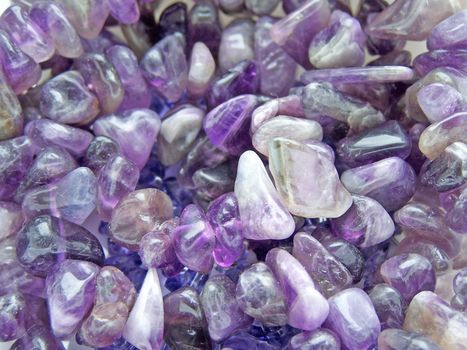 Close up of the amethyst gem stones.