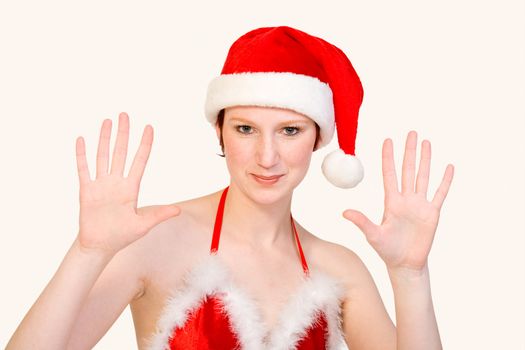Studio portrait of a Faerie with short hair counting 10