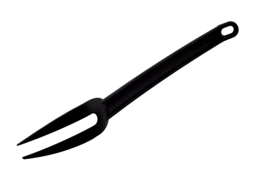 A black fork you can find in most kitchens.