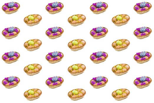 baskets of colourful easter eggs suitable as a background
