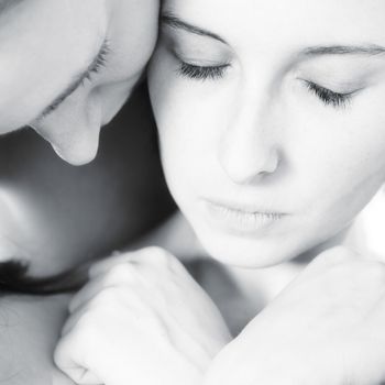 two beauty girlfriends in lingerie in the photo studio 