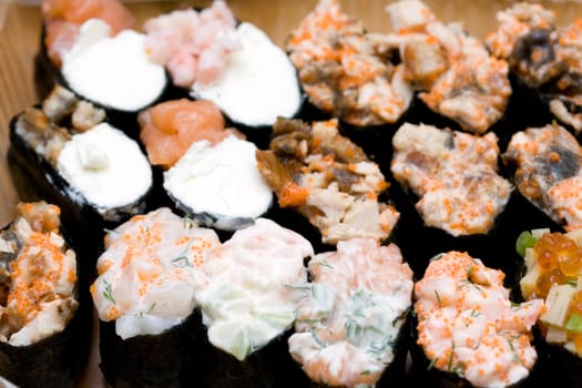 � wide variety of different sushi