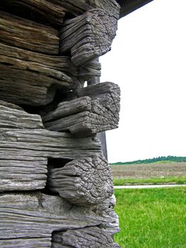 corner of ukrainian ancient  wooden mill in Pirogovo village