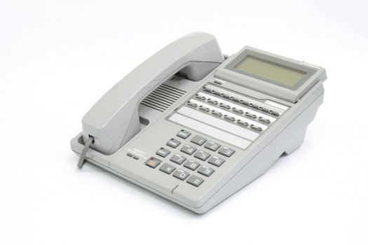 gray telephone set isolated on white background
