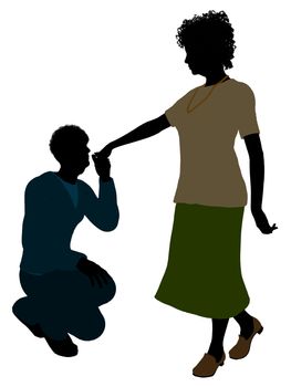 African american senior couple silhouette illustration on a white background