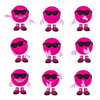 Cute pink emoticon art illustration on a white background