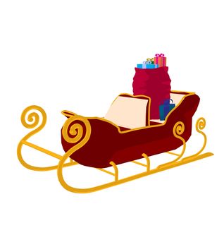 Santas christmas sleigh on a white background