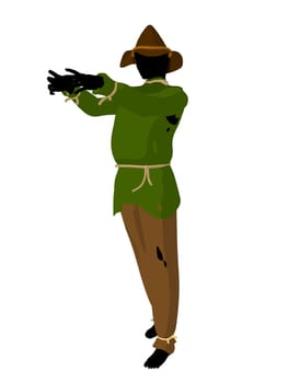 Halloween scarecrow silhouette illustration on a white background