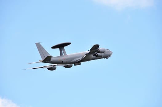 A french AWACS, blue sky background