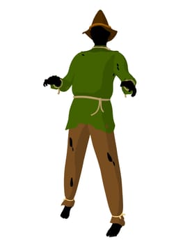 Halloween scarecrow silhouette illustration on a white background