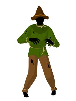 Halloween scarecrow silhouette illustration on a white background