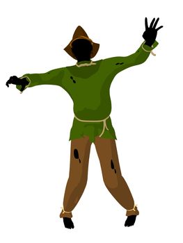 Halloween scarecrow silhouette illustration on a white background