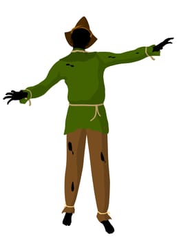 Halloween scarecrow silhouette illustration on a white background