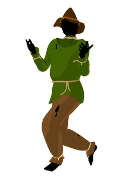 Halloween scarecrow silhouette illustration on a white background