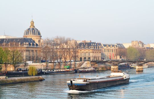 A barge on the river Seine, Paris, France
