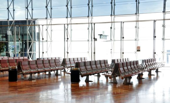 Empty airport lounge