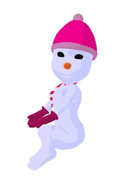 Snowgirl silhouette illustration on a white background