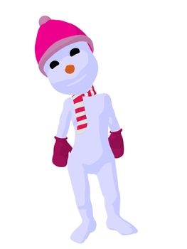 Snowgirl silhouette illustration on a white background