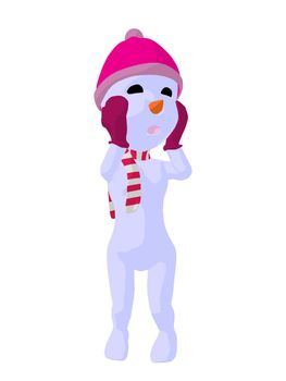 Snowgirl silhouette illustration on a white background