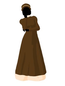 Victorian woman art illustration silhouette on a white background