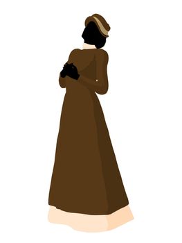 Victorian woman art illustration silhouette on a white background