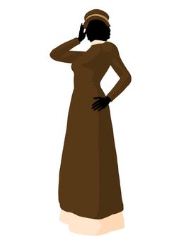 Victorian woman art illustration silhouette on a white background