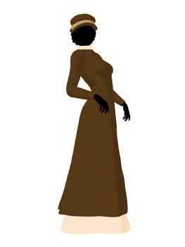 Victorian woman art illustration silhouette on a white background