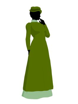 African american victorian woman art illustration silhouette on a white background