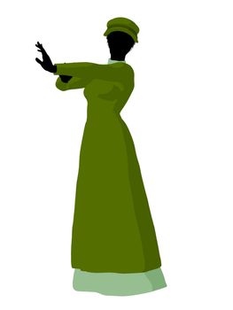 African american victorian woman art illustration silhouette on a white background