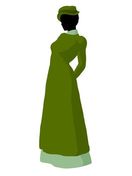 African american victorian woman art illustration silhouette on a white background