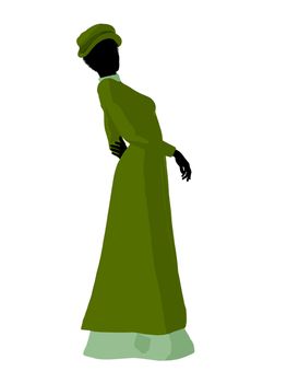 African american victorian woman art illustration silhouette on a white background