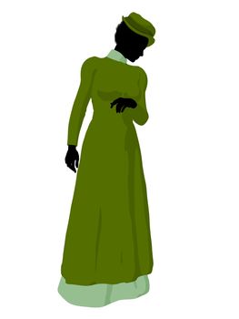 African american victorian woman art illustration silhouette on a white background